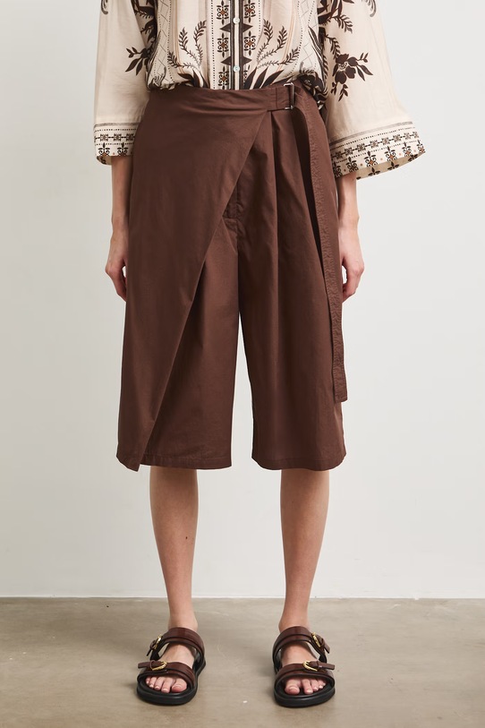 Bermudy damskie bawełniane gładkie RS26-SZD909 brązowy RS26