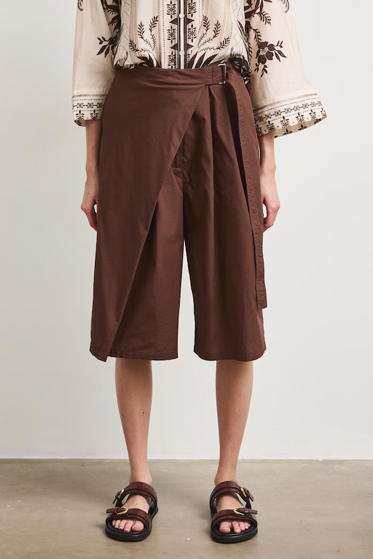 Bermudy damskie bawełniane gładkie RS26-SZD909 brązowy RS26