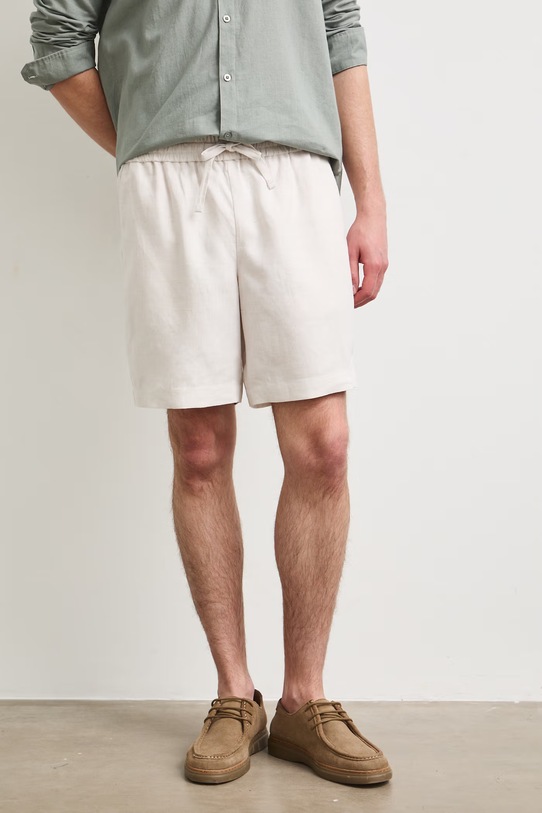 Szorty chino męskie lniane RS26-SZM090 beżowy RS26