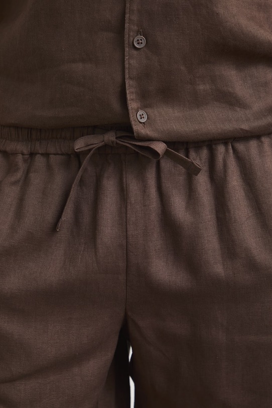 Šortky chino pánske ľanové regular waist hnedá RS26-SZM090