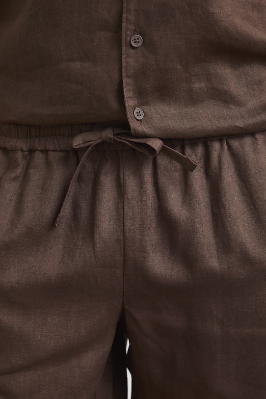 Šortky chino pánske ľanové regular waist hnedá RS26-SZM090