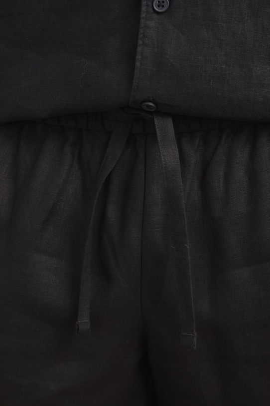 Šortky chino pánske ľanové regular waist čierna RS26-SZM090