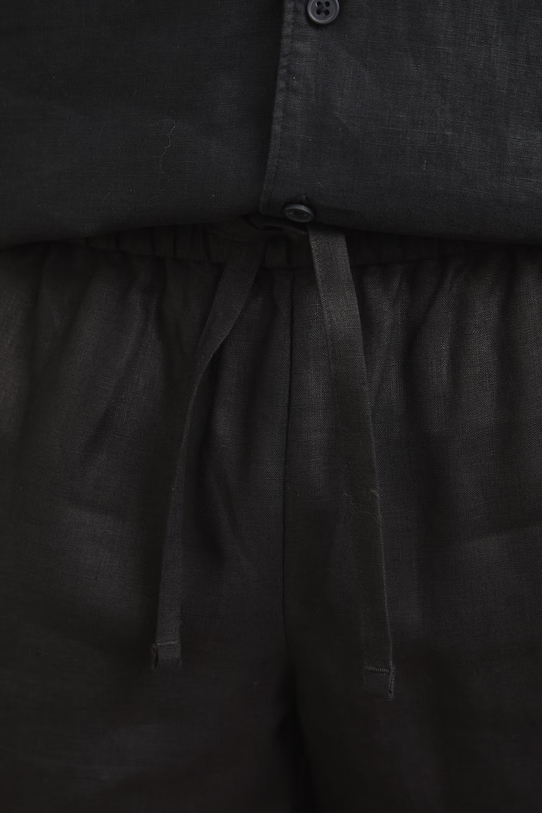 Šortky chino pánske ľanové regular waist čierna RS26-SZM090