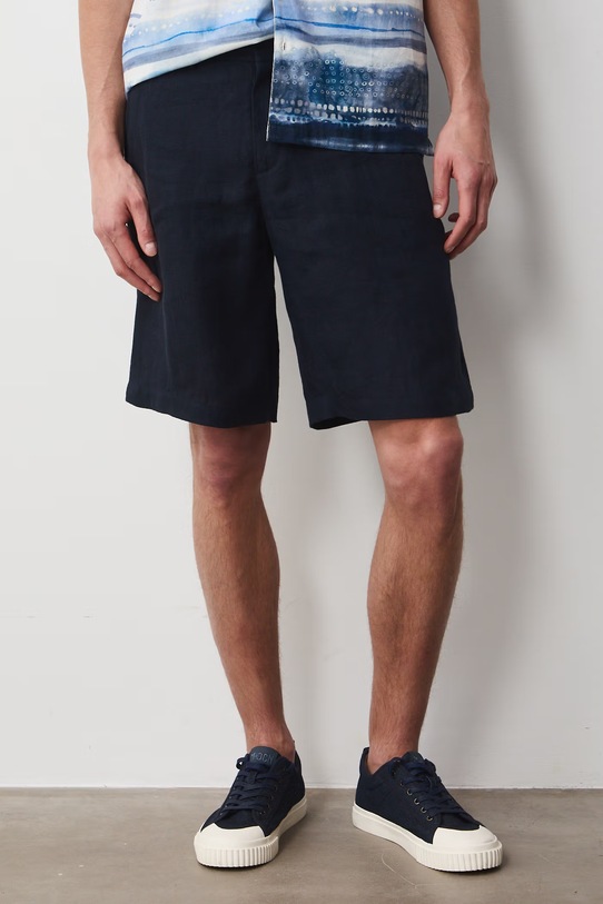 Szorty chino męskie lniane gładkie RS26-SZM705 granatowy RS26