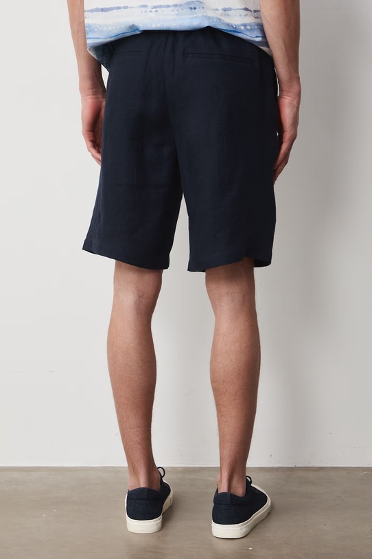 Odzież Szorty chino męskie lniane gładkie RS26-SZM705 granatowy