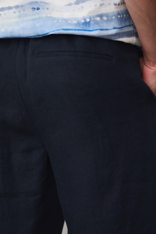 Szorty chino męskie lniane gładkie granatowy RS26-SZM705