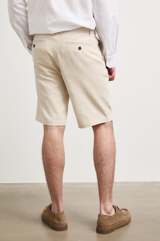 Odzież Szorty chino męskie z dodatkiem lnu regular waist RS26-SZM904 beżowy