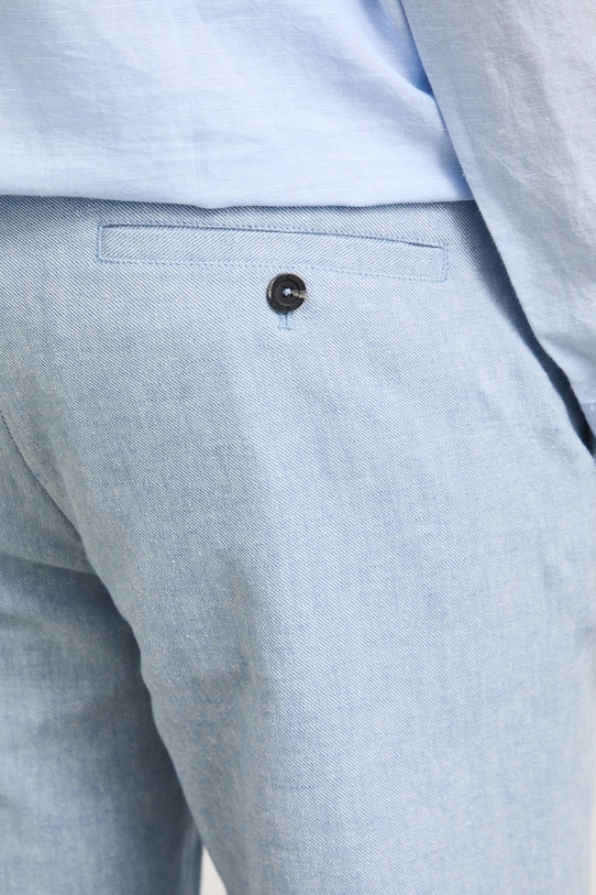 Szorty chino męskie z dodatkiem lnu regular waist niebieski RS26-SZM904