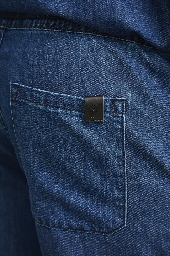 Szorty męskie jeansowe z efektem sprania granatowy RS26-SZMA22