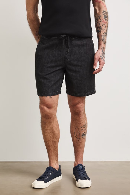 Szorty męskie jeansowe z efektem sprania RS26-SZMA22 czarny RS26