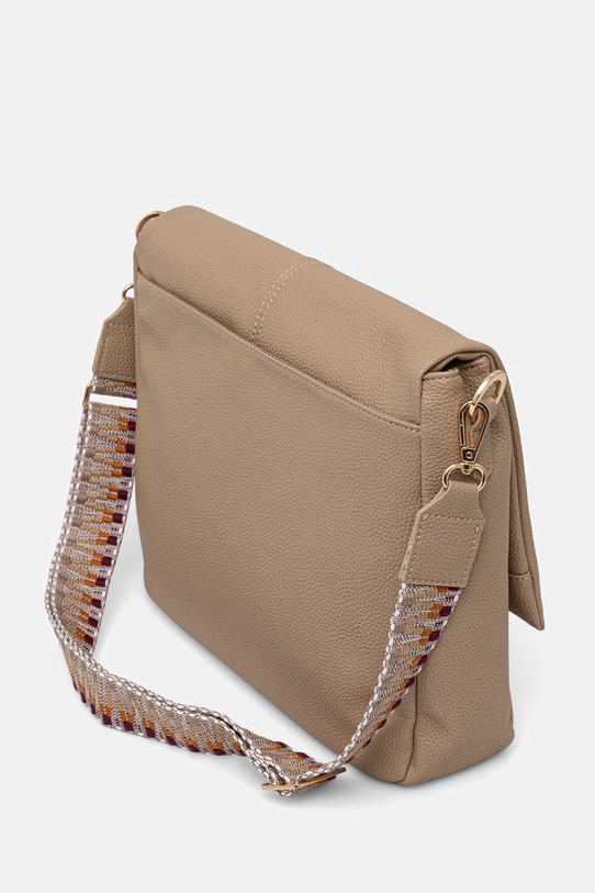 Torebka damska ze skóry ekologicznej z ozdobnym haftem beżowy RS26-TOD101