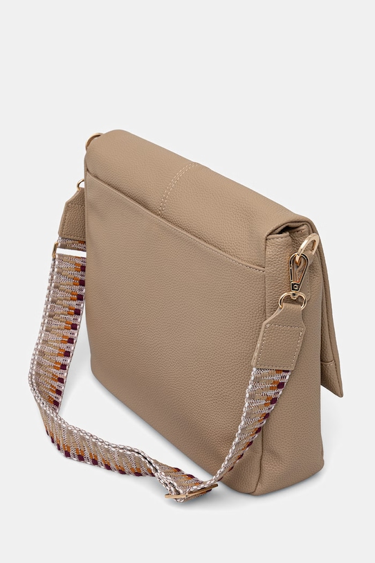 Torebka damska ze skóry ekologicznej z ozdobnym haftem beżowy RS26-TOD101