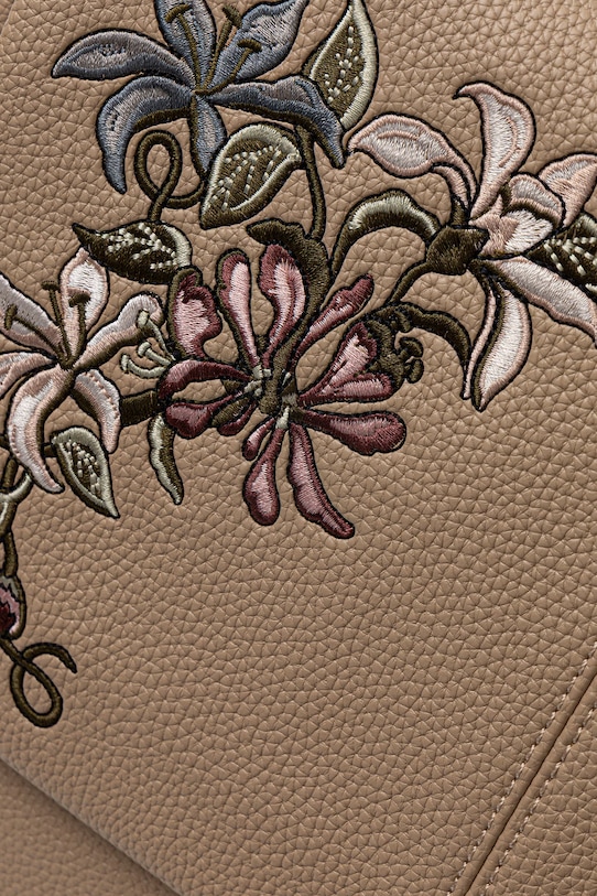 Torebka damska ze skóry ekologicznej z ozdobnym haftem RS26-TOD101 beżowy