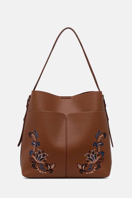 Kabelka z ekologickej kože s ozdobnou výšivkou RS26-TOD303 hnedá RS26