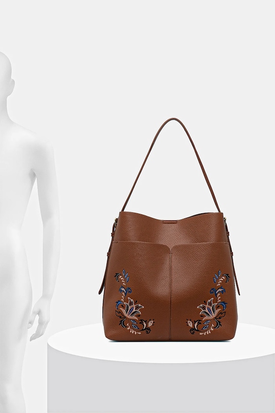 Kabelka z ekologickej kože s ozdobnou výšivkou RS26-TOD303