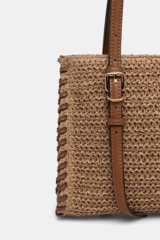 Akcesoria Torebka koszyk damska pleciona RS26-TOD702 beżowy