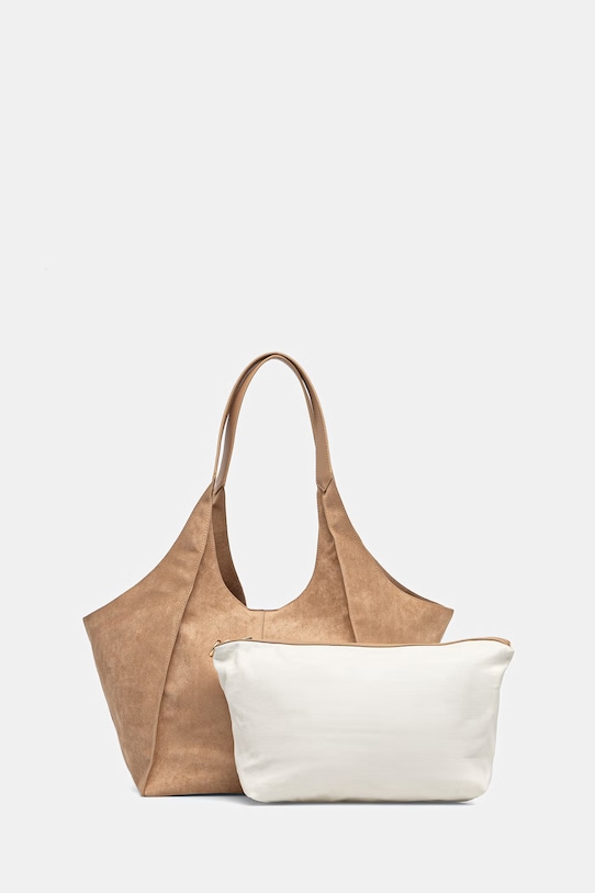 Medicine torebka shopper damska z imitacji zamszu beżowy RS26-TOD703