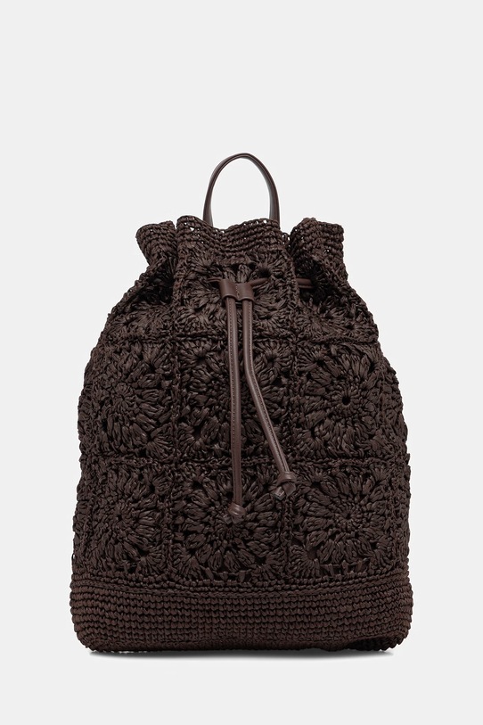 Plecak worek damski pleciony brązowy RS26-TPD801