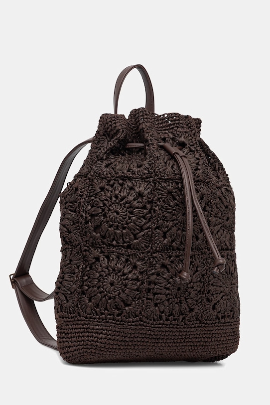 Plecak worek damski pleciony RS26-TPD801 brązowy RS26