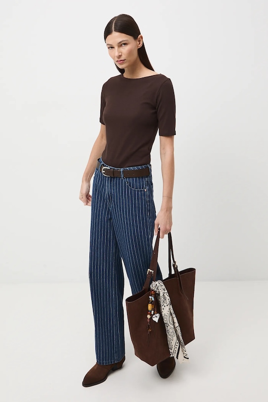 T-shirt damski gładki z modalem RS26-TSD012 brązowy RS26