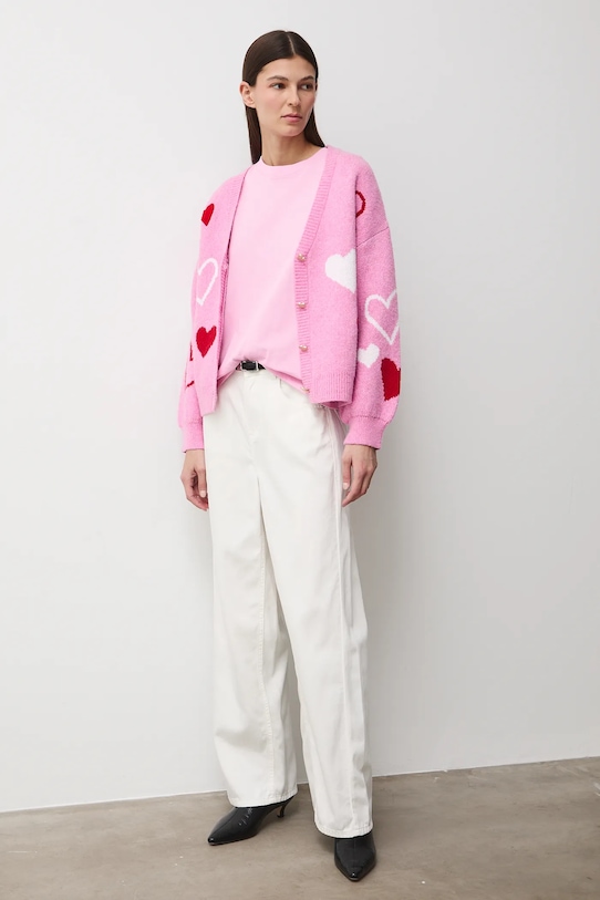 T-shirt bawełniany damski gładki bawełna różowy RS26-TSD020