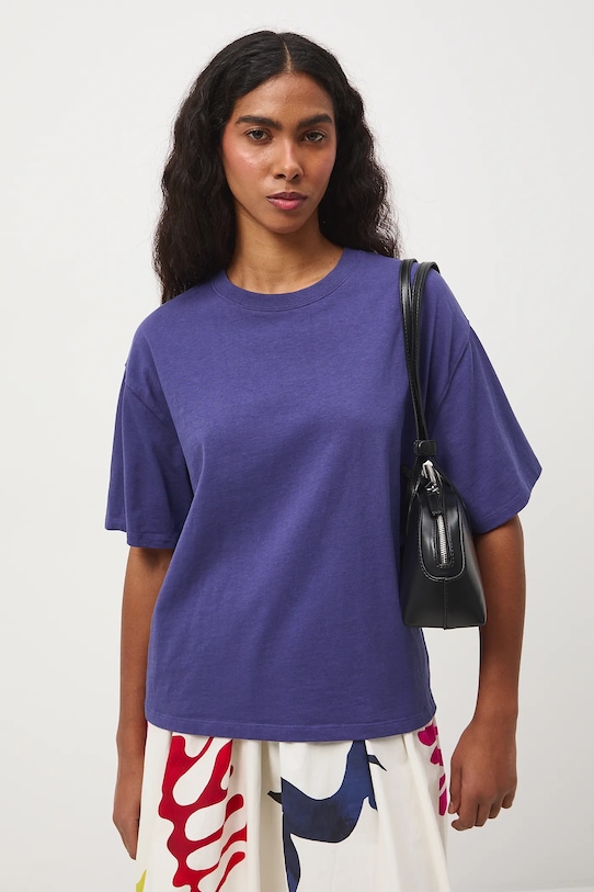 T-shirt bawełniany damski gładki bawełna fioletowy RS26-TSD020