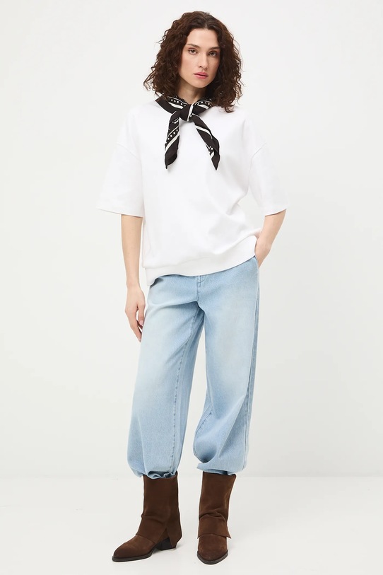 Bavlnené tričko dámske interlock bez vzoru okrúhly béžová RS26-TSD040