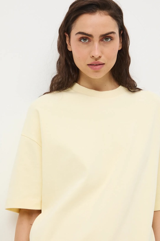 Bavlnené tričko dámske interlock bez vzoru žltá RS26-TSD040