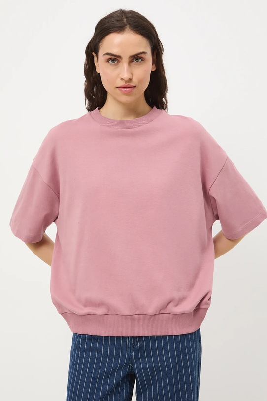 Bavlnené tričko dámske interlock bez vzoru RS26-TSD040 ružová RS26