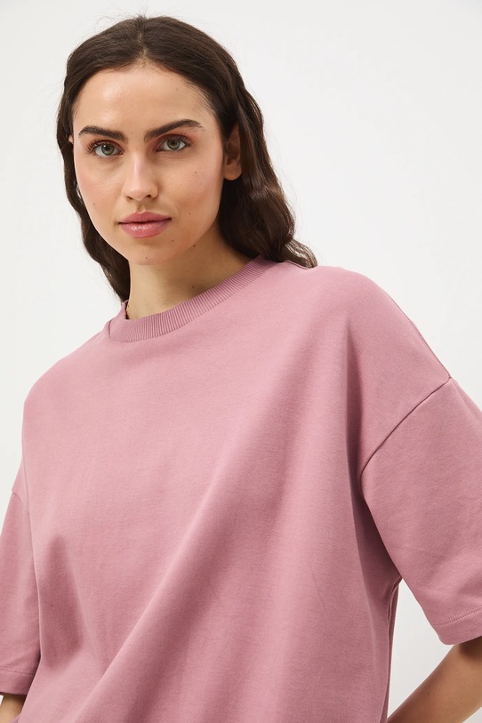 Bavlnené tričko dámske interlock bez vzoru ružová RS26-TSD040