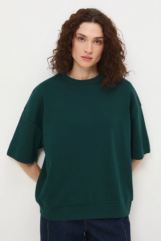 Bavlněné tričko dámské interlock bez vzoru RS26-TSD040 zelená RS26