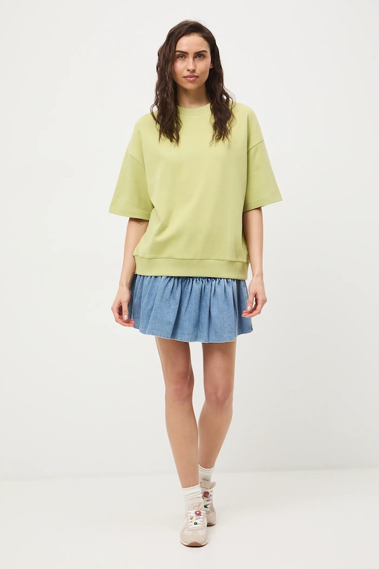 Bavlněné tričko dámské interlock bez vzoru RS26-TSD040 zelená RS26