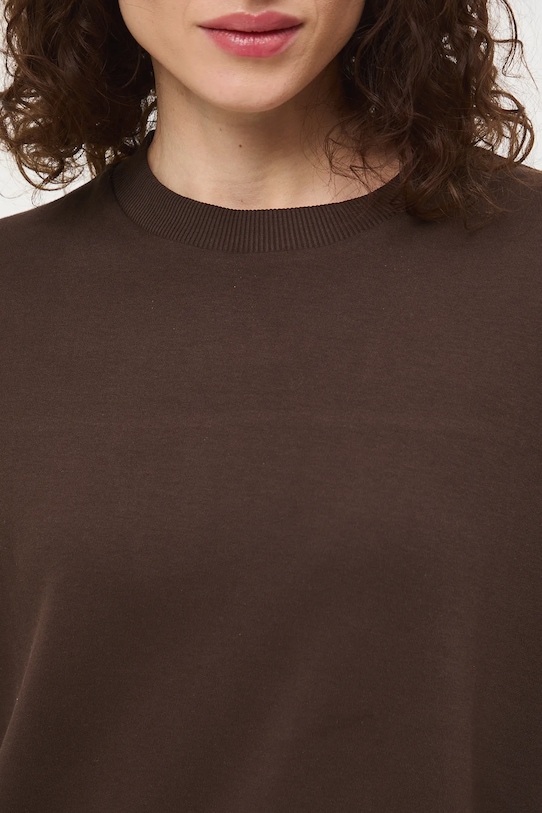 Bavlnené tričko dámske interlock bez vzoru RS26-TSD040 hnedá