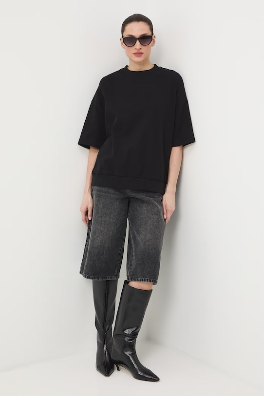 Bavlněné tričko dámské interlock bez vzoru RS26-TSD040 černá RS26