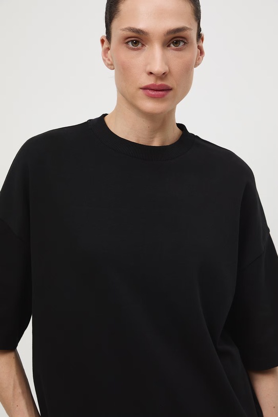 Bavlněné tričko dámské interlock bez vzoru černá RS26-TSD040