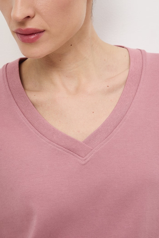 Bavlnené tričko dámske interlock bez vzoru RS26-TSD041 ružová