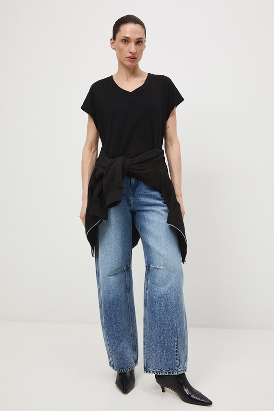 Bavlněné tričko dámské interlock bez vzoru RS26-TSD041 černá RS26