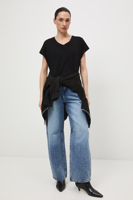 Bavlněné tričko dámské interlock bez vzoru RS26-TSD041 černá RS26