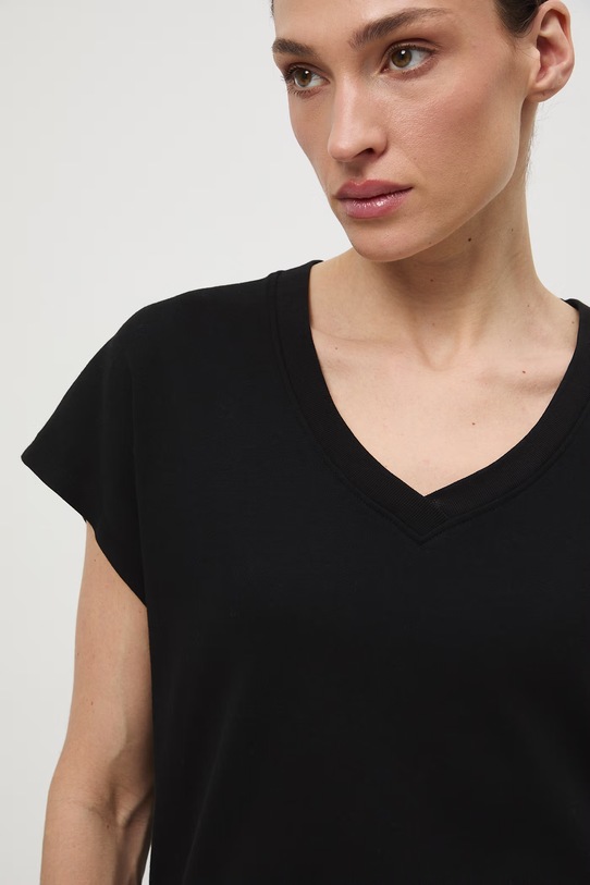 Bavlněné tričko dámské interlock bez vzoru černá RS26-TSD041