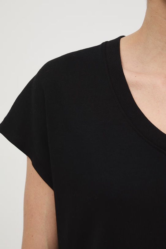 Bavlněné tričko dámské interlock bez vzoru RS26-TSD041 černá
