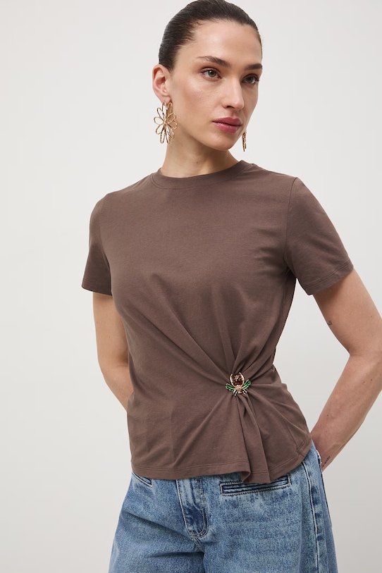 Medicine t-shirt damski bawełniany brązowy RS26-TSD050