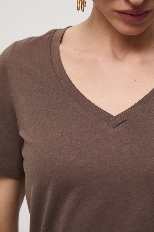 T-shirt damski bawełniany RS26-TSD052 brązowy