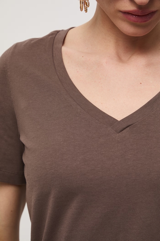 T-shirt damski bawełniany RS26-TSD052 brązowy