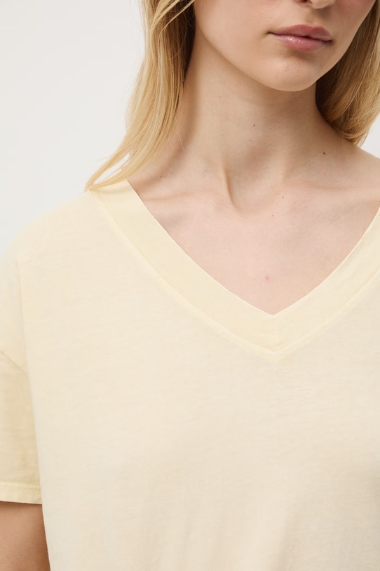 T-shirt oversize damski bawełniany RS26-TSD060 żółty