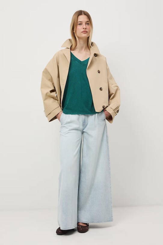 t-shirt oversize damski bawełniany RS26-TSD060 turkusowy RS26