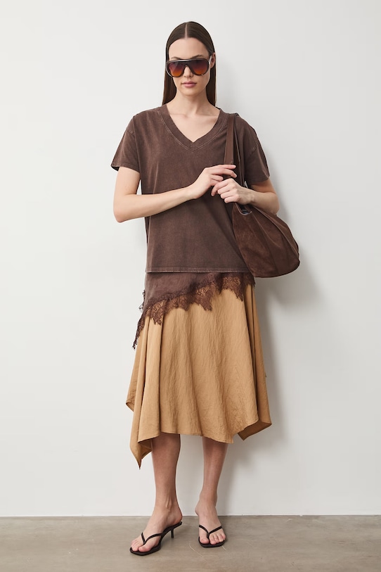 Medicine t-shirt oversize damski bawełniany brązowy RS26-TSD060