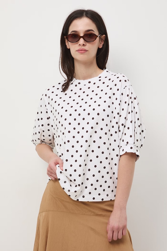 T-shirt damski bawełniany beżowy RS26-TSD071