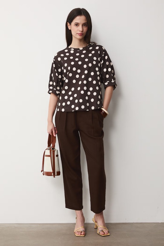 T-shirt damski bawełniany brązowy RS26-TSD071