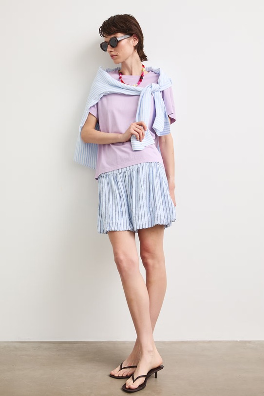 T-shirt damski bawełniany z efektem sprania fioletowy RS26-TSD080