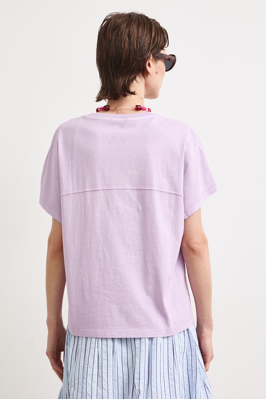 Odzież T-shirt damski bawełniany z efektem sprania RS26-TSD080 fioletowy